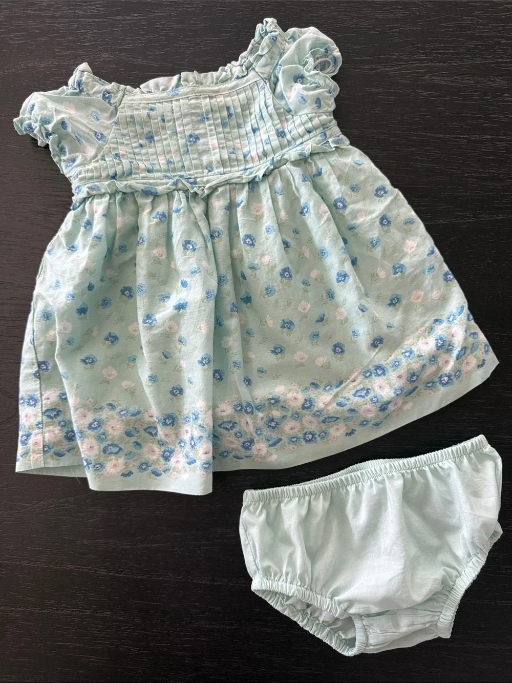 Janie and Jack Mint Green Floral Dress with Matching Bloomers
